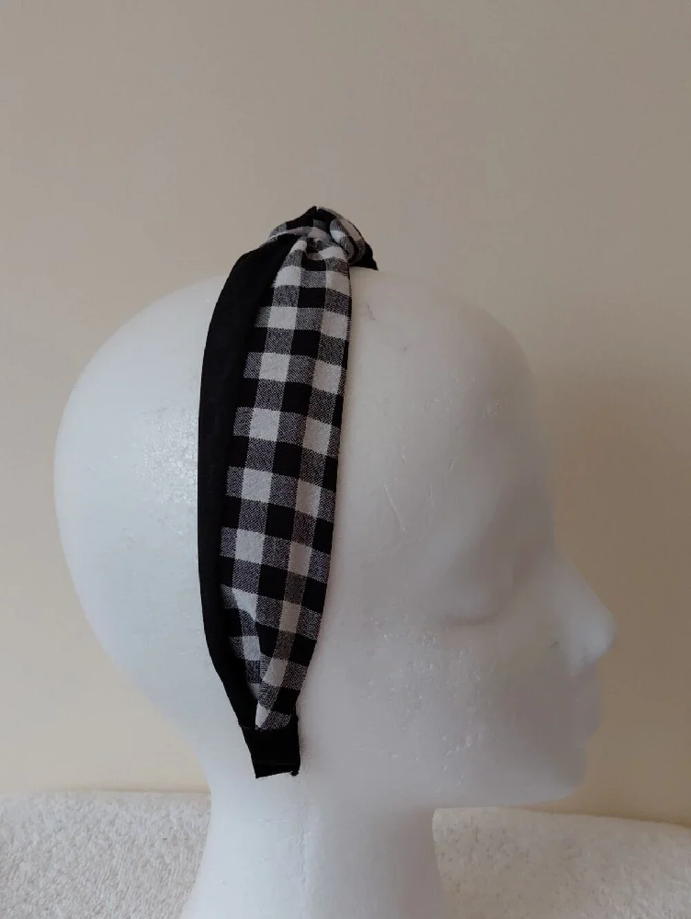 Black & White Gingham Knot Headband - Women Accessories